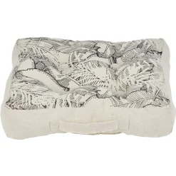 Coussin de sol carré imprimé tropical noir naturel 40x40x10 cm