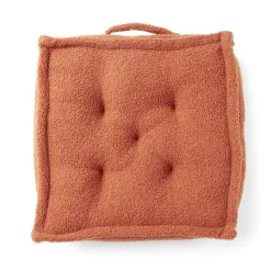 Coussin de sol en tissu bouclette rouge rooibos 45x45 cm