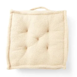 Coussin de sol en tissu bouclette beige 45x45 cm