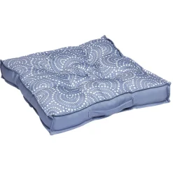 Coussin de sol gris avec motif imprimé blanc