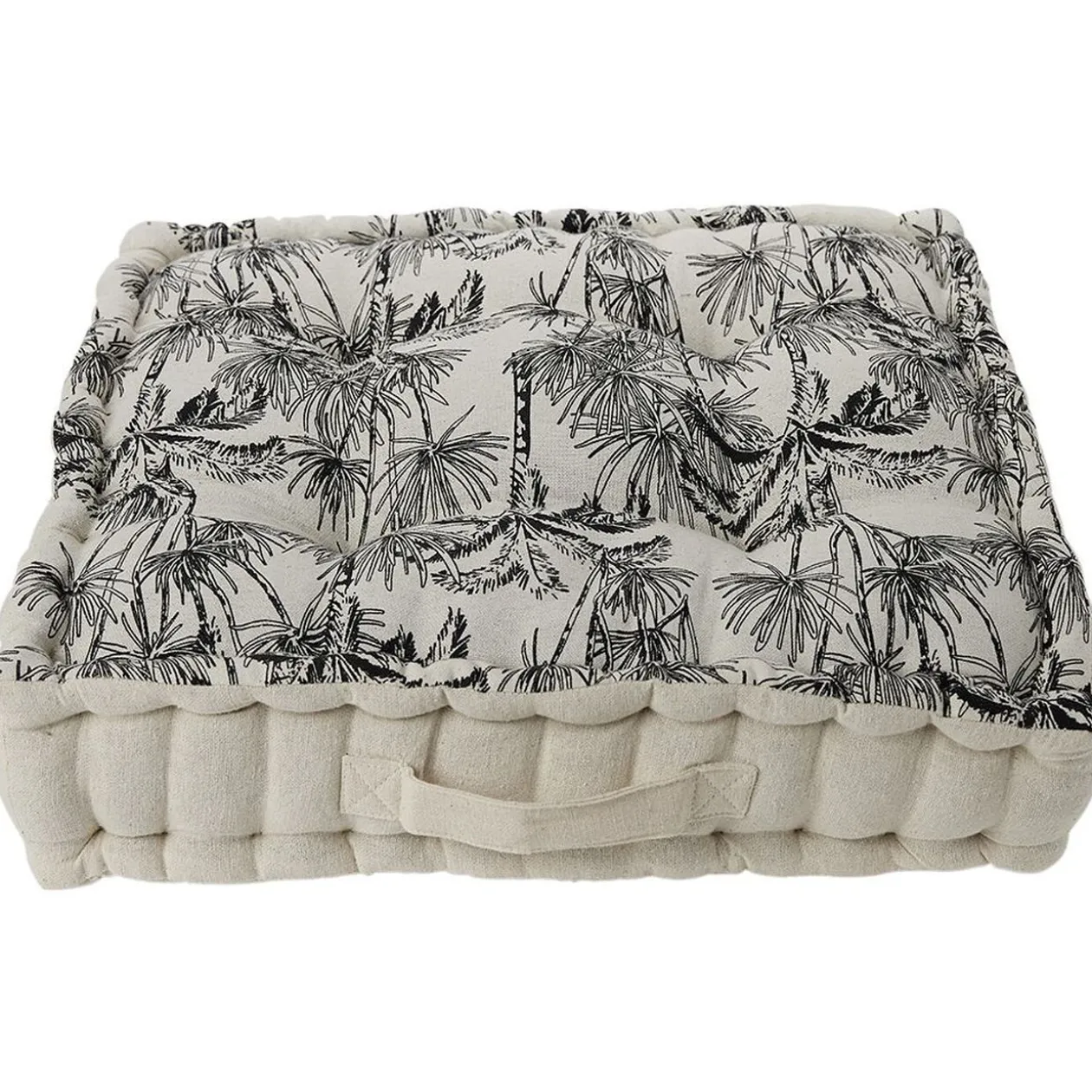 Coussin de sol motif tropical 45x45cm beige