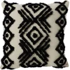 Coussin de sol tufté ethnique 50x50cm beige et noir
