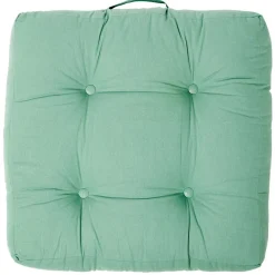 Coussin de sol vert ou gris 100% coton L66xl66xH15cm