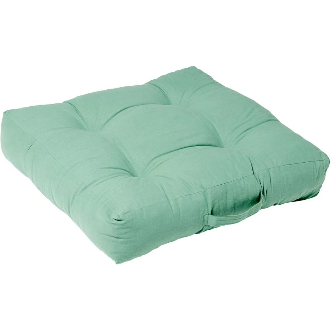 Coussin de sol vert ou gris 100% coton L66xl66xH15cm