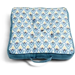 Coussin de sol 45x45cm imprimé géométrique bleu