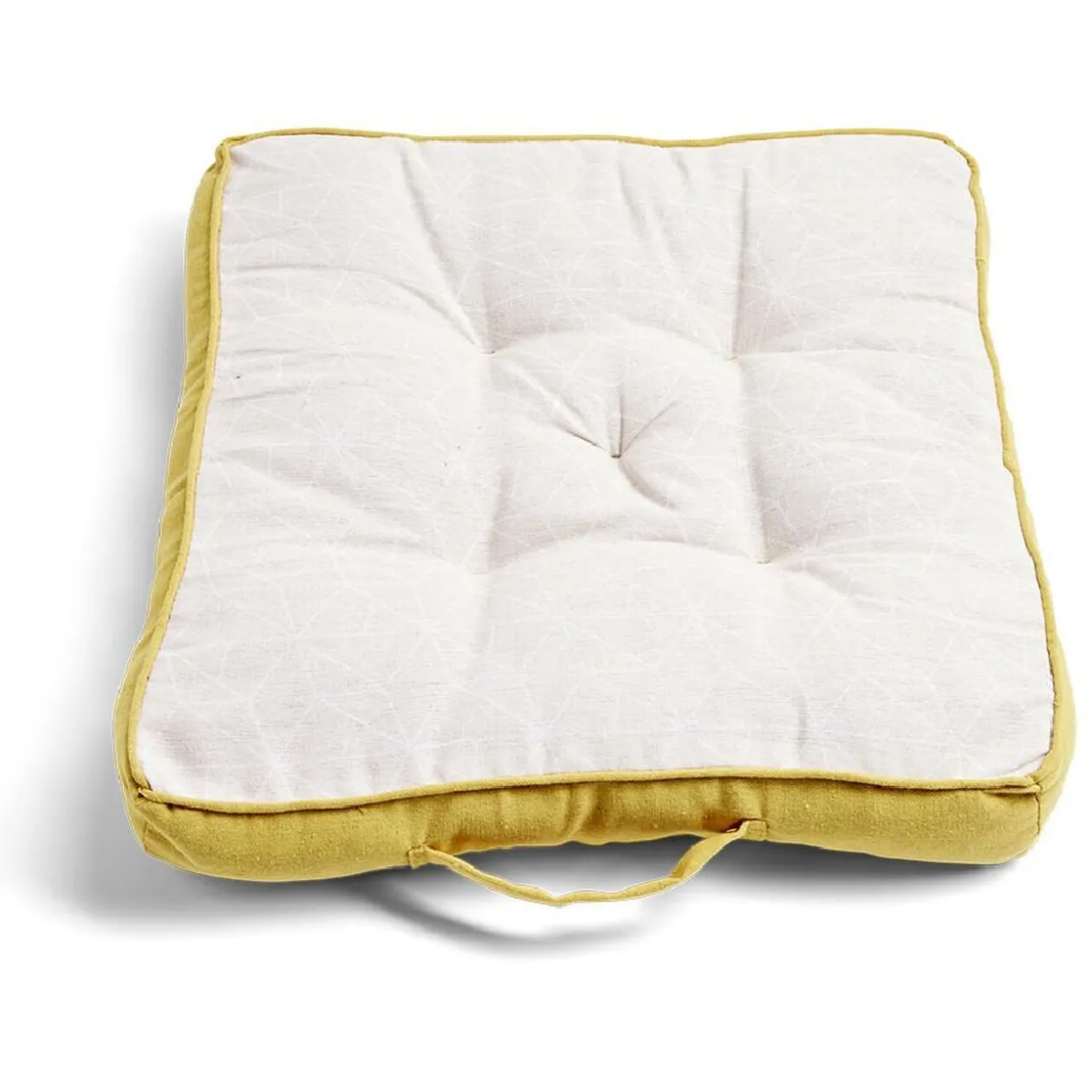 Coussin de sol 45x45cm polycoton beige et jaune