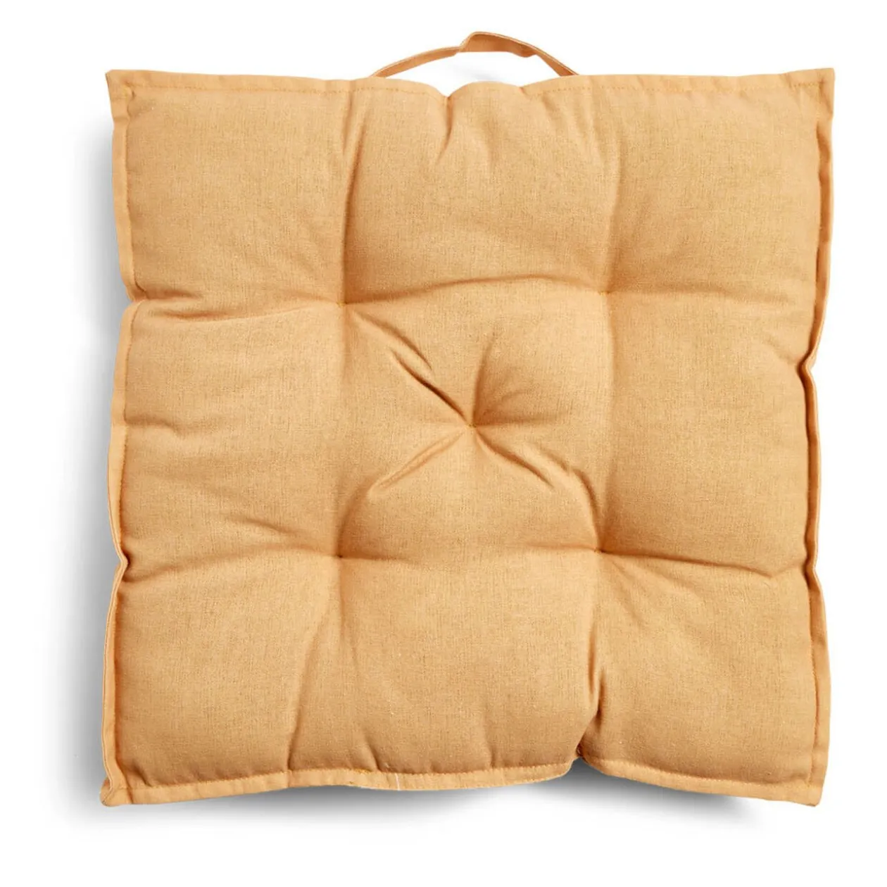 Coussin de sol 50x50xÉp8cm avec poignée jaune ocre
