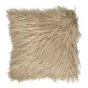 Coussin effet fourrure beige