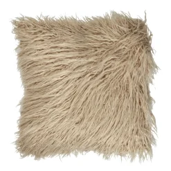 Coussin effet fourrure beige
