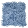 Coussin effet fourrure bleu lavande