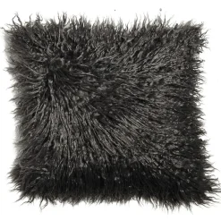 Coussin effet fourrure gris