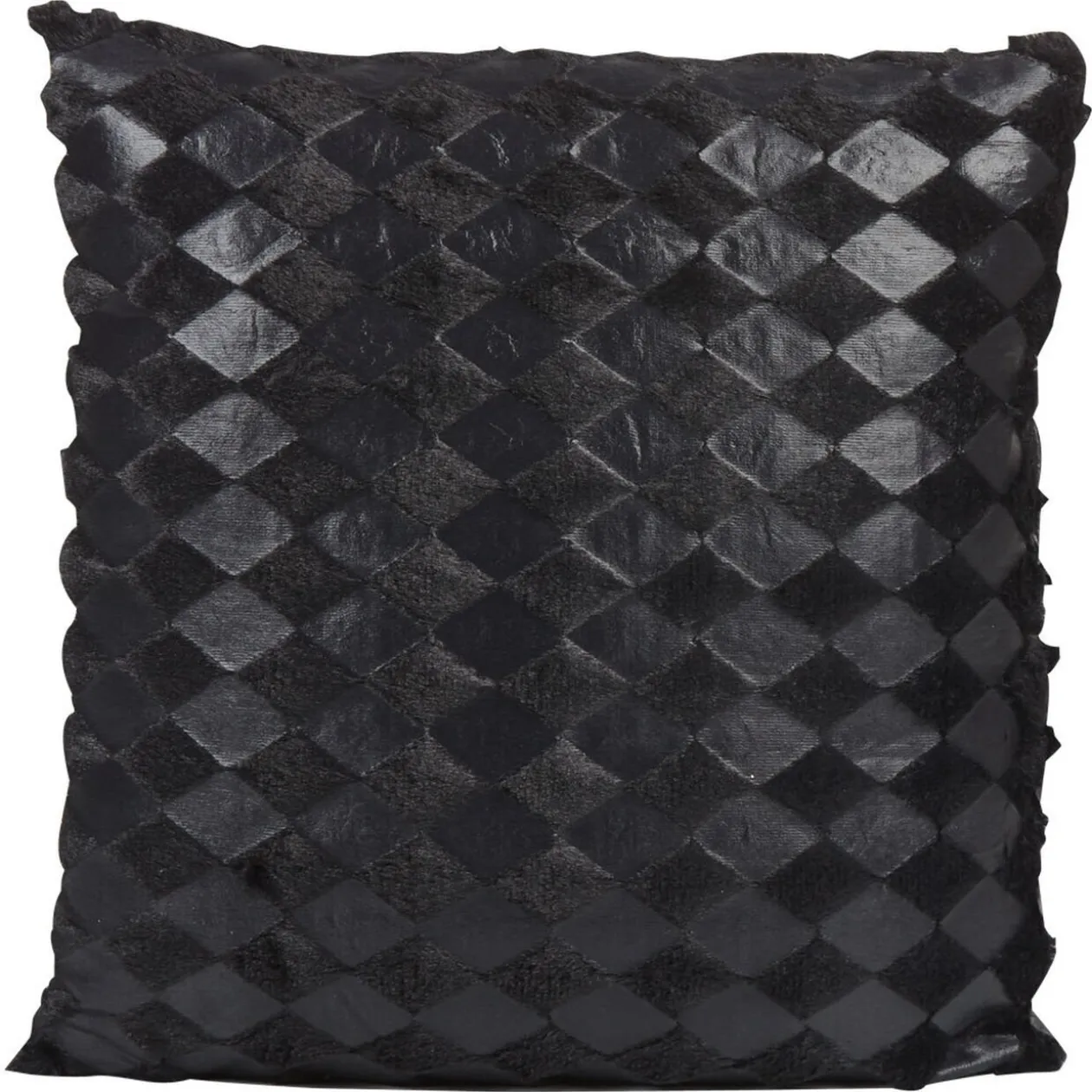 Coussin effet fourrure losanges noirs