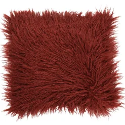Coussin effet fourrure rouge
