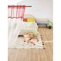 Coussin en jute design tropical