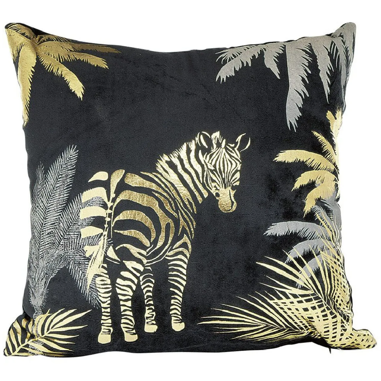 Coussin en polyester imprimé animal noir doré 40x40 cm