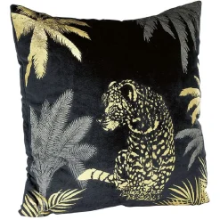 Coussin en polyester imprimé animal noir doré 40x40 cm