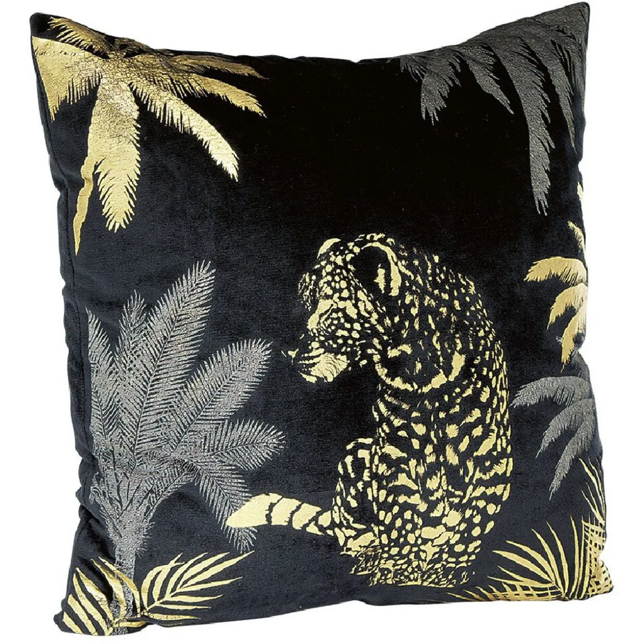 Coussin en polyester imprimé animal noir doré 40x40 cm