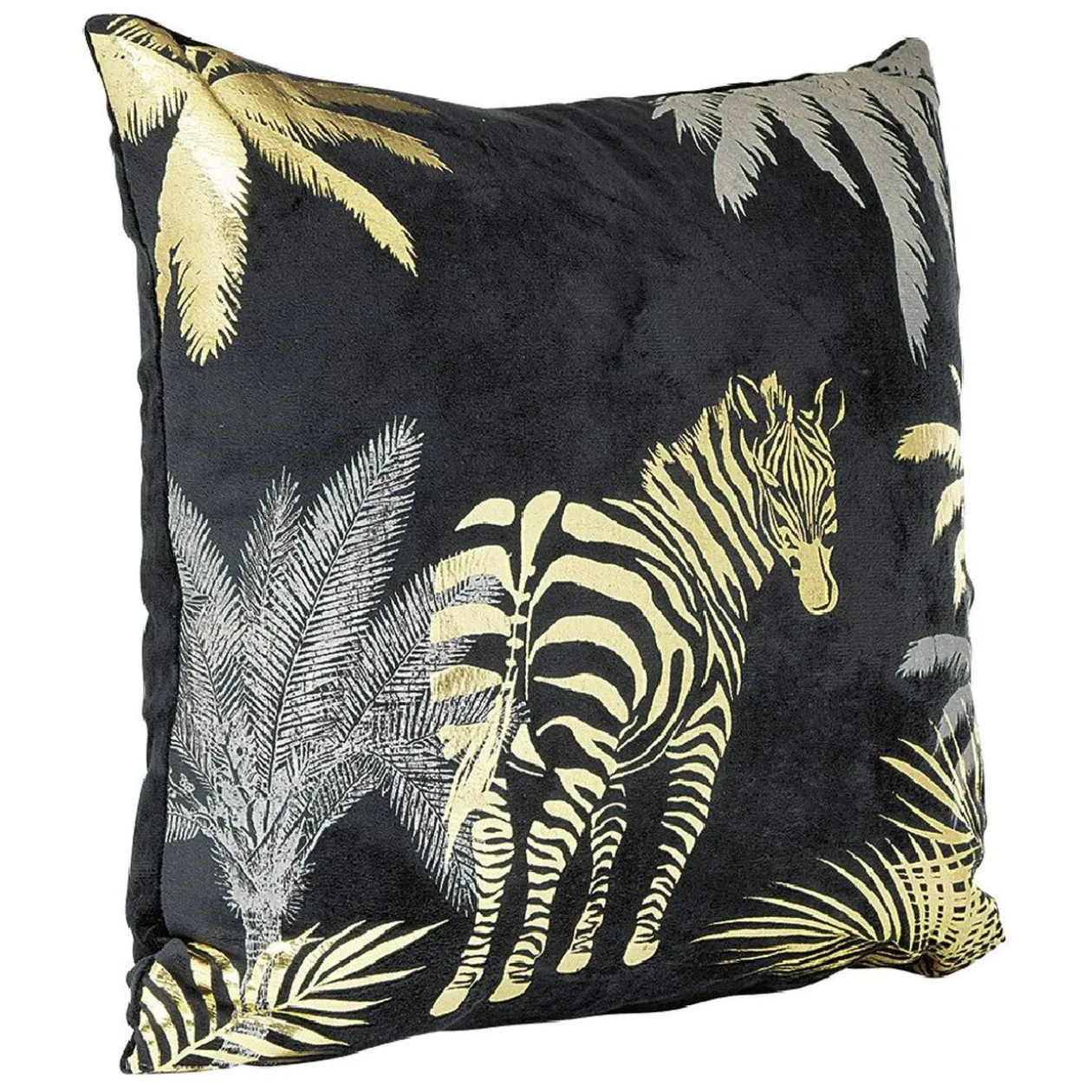 Coussin en polyester imprimé animal noir doré 40x40 cm