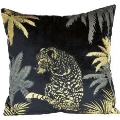 Coussin en polyester imprimé animal noir doré 40x40 cm
