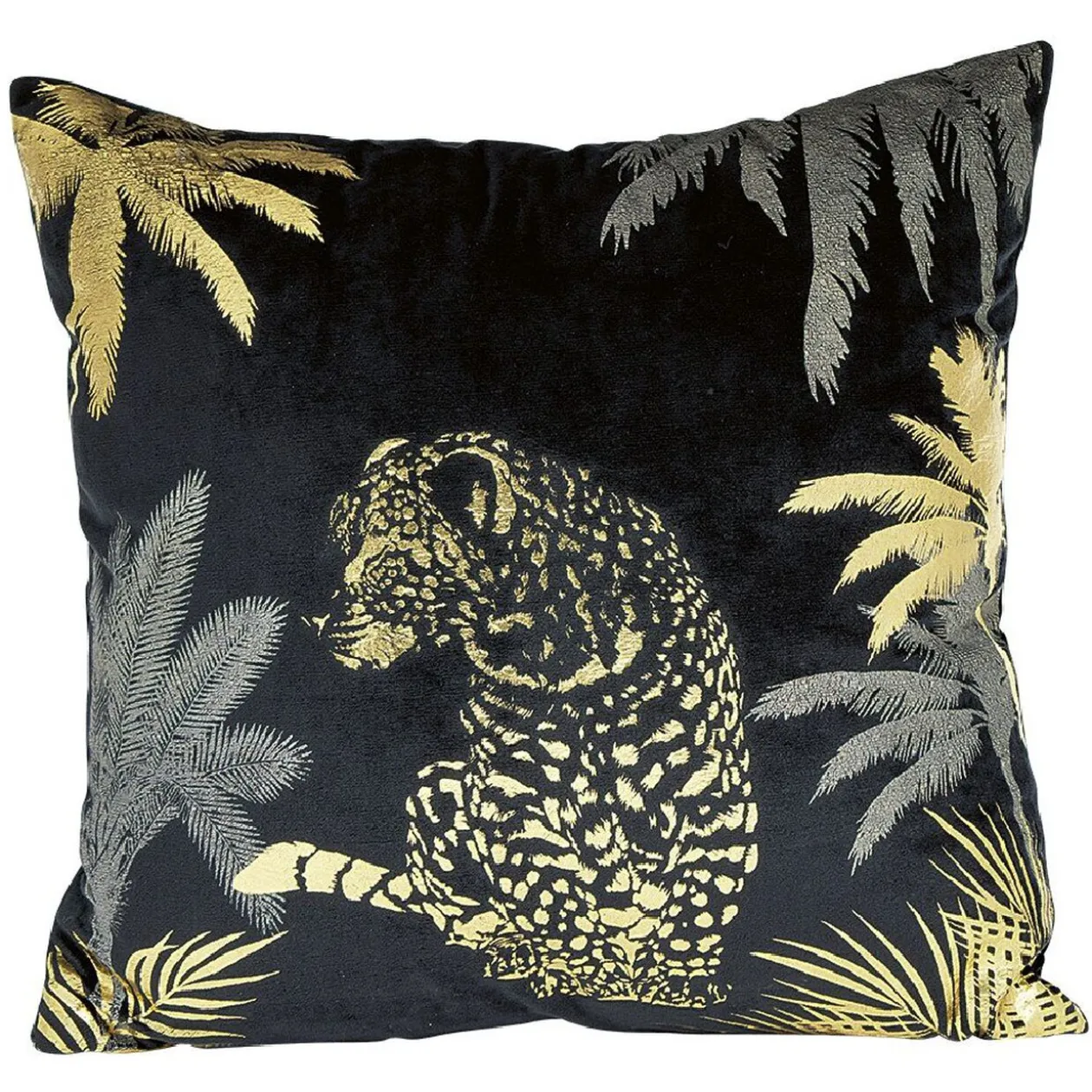 Coussin en polyester imprimé animal noir doré 40x40 cm