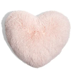 Coussin forme coeur fausse fourrure beige ou rose 42x42cm