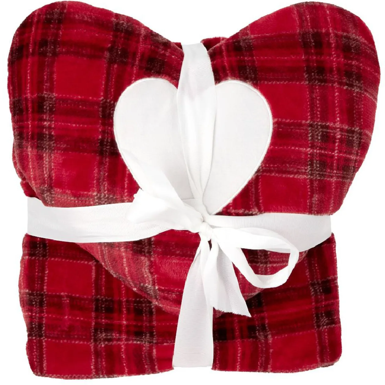 Coussin forme coeur ou étoile avec plaid assorti