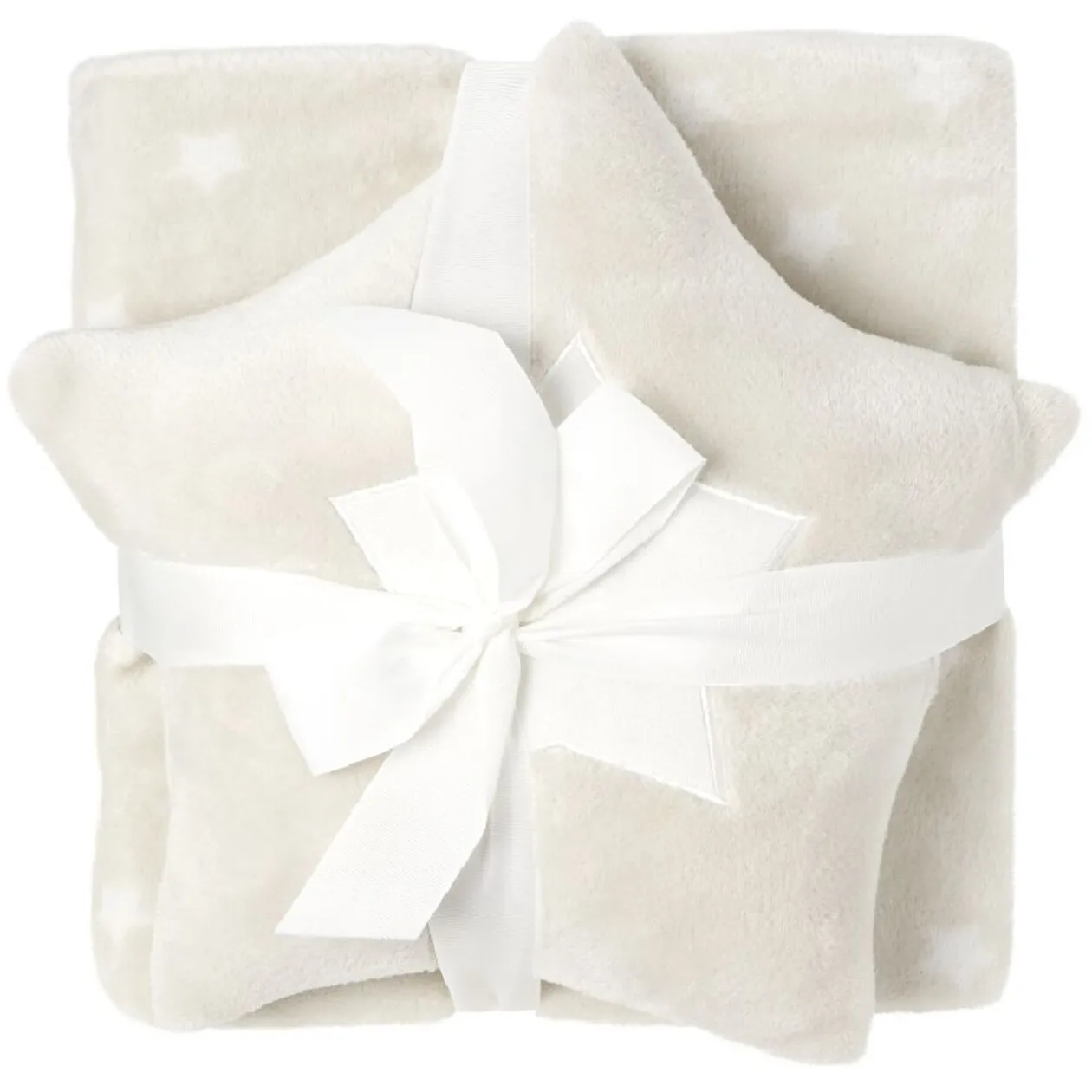 Coussin forme coeur ou étoile avec plaid assorti