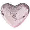 Coussin forme coeur sequin rose et argenté