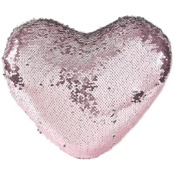 Coussin forme coeur sequin rose et argenté