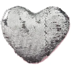 Coussin forme coeur sequin rose et argenté