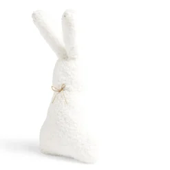 Coussin forme lapin aspect moutonné beige 25x47cm