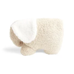 Coussin forme éléphant aspect moutonné beige 27x40cm