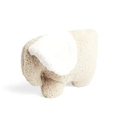 Coussin forme éléphant aspect moutonné beige 27x40cm