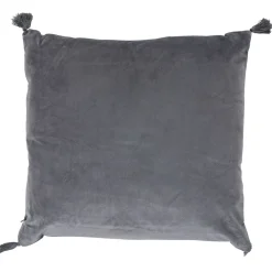 Coussin gris à pompons