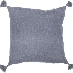 Coussin gris avec pompons