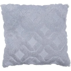 Coussin gris pailletté effet fourrure motif géométrique