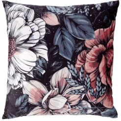 Coussin imitation velours motif floral 40x40cm