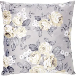 Coussin imitation velours motif floral 40x40cm