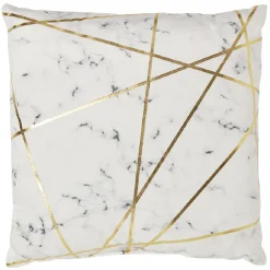 Coussin imprimé effet marbre gris doré