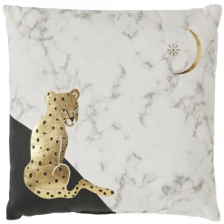 Coussin imprimé effet marbre gris doré