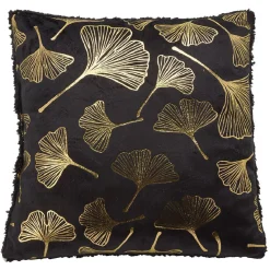 Coussin imprimé lotus doré dos sherpa