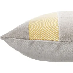 Coussin jacquard marron avec bande orange 50x30cm