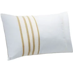 Coussin jacquard rayure bleu clair et marron 50x30cm