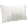 Coussin jacquard rayure bleu clair et beige 50x30cm
