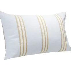 Coussin jacquard rayure bleu clair et marron 50x30cm