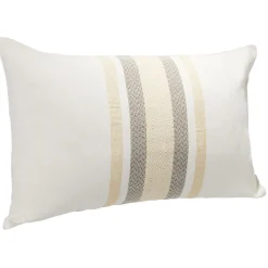 Coussin jacquard rayure beige et marron 50x30cm