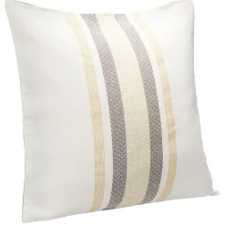 Coussin jacquard rayure beige et marron 45x45cm