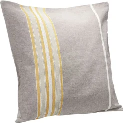 Coussin jacquard rayure marron tricolore 45x45cm