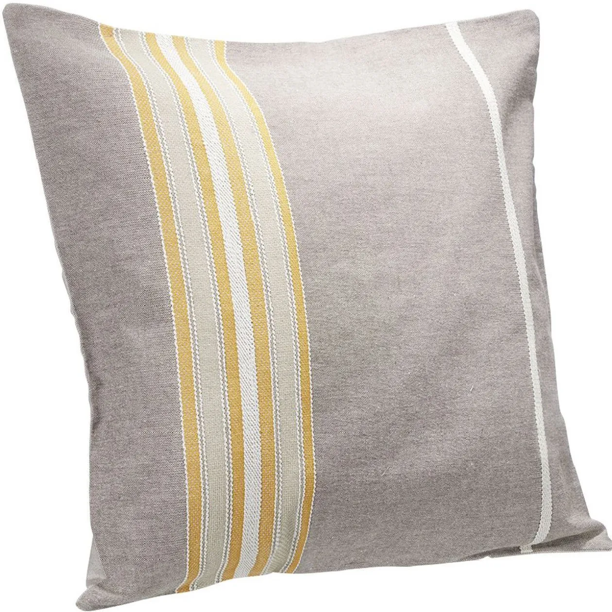 Coussin jacquard rayure marron tricolore 45x45cm