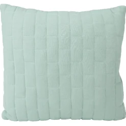 Coussin jersey carré motif surpiqué gris et vert
